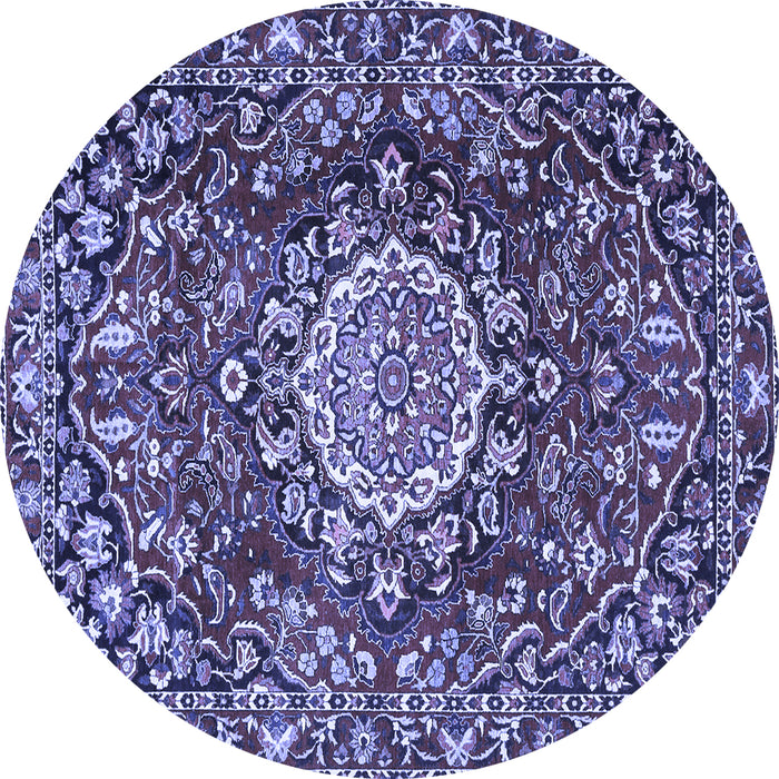 Round Persian Blue Traditional Rug, tr3695blu