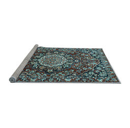 Sideview of Machine Washable Persian Light Blue Traditional Rug, wshtr3695lblu