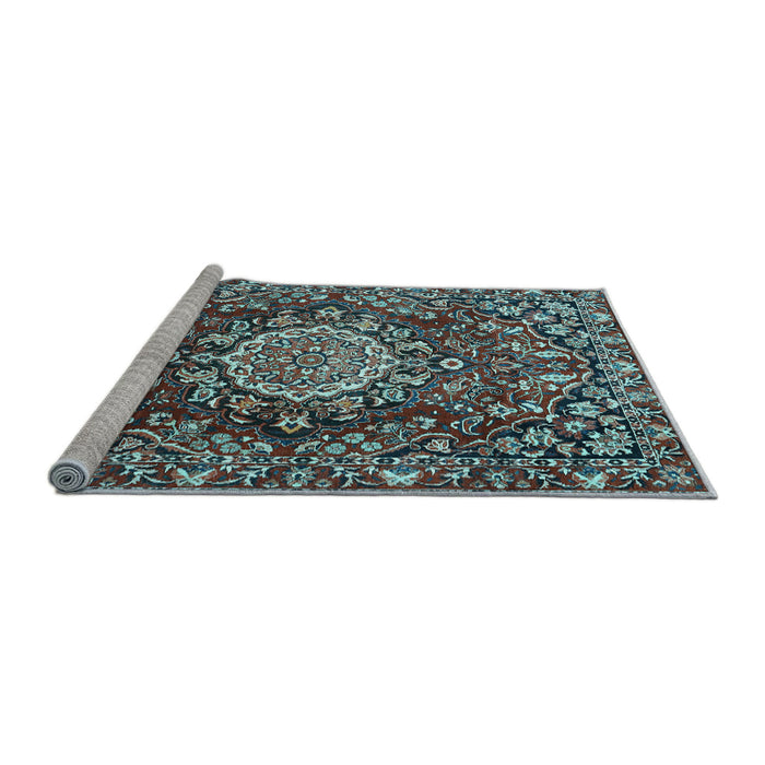 Sideview of Machine Washable Persian Light Blue Traditional Rug, wshtr3695lblu