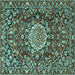 Square Machine Washable Persian Turquoise Traditional Area Rugs, wshtr3695turq