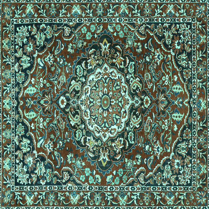 Square Persian Turquoise Traditional Rug, tr3695turq