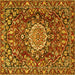 Square Machine Washable Persian Yellow Traditional Rug, wshtr3695yw