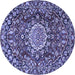 Round Machine Washable Persian Blue Traditional Rug, wshtr3695blu