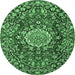 Round Persian Emerald Green Traditional Rug, tr3695emgrn