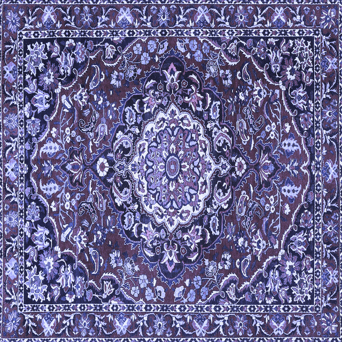 Square Machine Washable Persian Blue Traditional Rug, wshtr3695blu