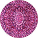 Round Machine Washable Persian Pink Traditional Rug, wshtr3695pnk