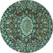 Round Persian Turquoise Traditional Rug, tr3695turq