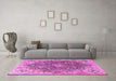 Machine Washable Persian Pink Traditional Rug in a Living Room, wshtr3696pnk