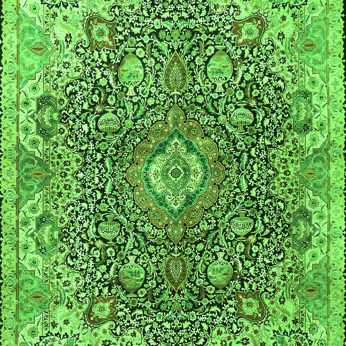 Serging Thickness of Machine Washable Persian Green Traditional Area Rugs, wshtr3696grn