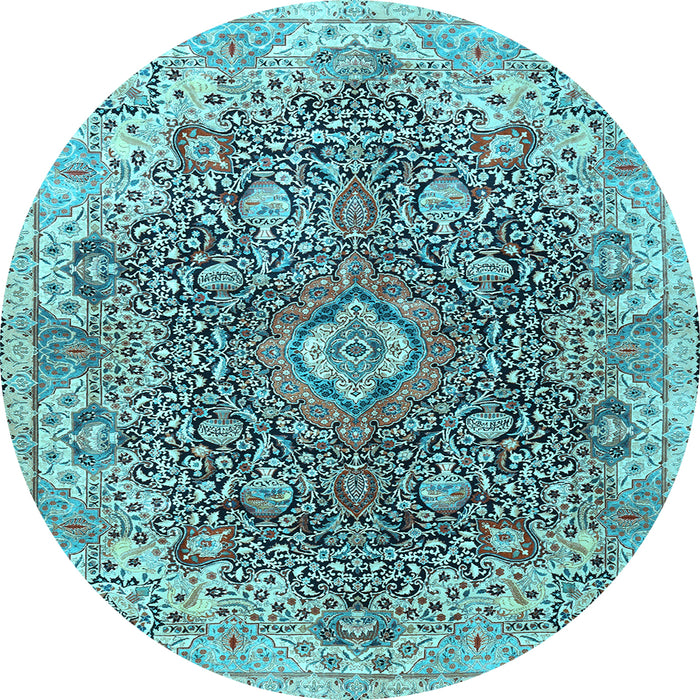 Round Persian Light Blue Traditional Rug, tr3696lblu