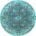 Round Persian Light Blue Traditional Rug, tr3696lblu