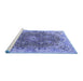 Sideview of Machine Washable Persian Blue Traditional Rug, wshtr3696blu