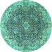 Round Persian Turquoise Traditional Rug, tr3696turq