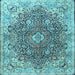 Square Machine Washable Persian Light Blue Traditional Rug, wshtr3696lblu