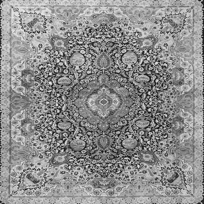Round Machine Washable Persian Gray Traditional Rug, wshtr3696gry