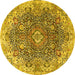Round Persian Yellow Traditional Rug, tr3696yw
