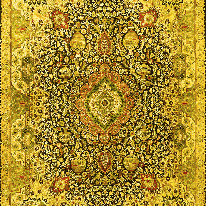 Machine Washable Persian Yellow Traditional Rug, wshtr3696yw