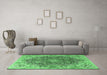 Machine Washable Persian Emerald Green Traditional Area Rugs in a Living Room,, wshtr3696emgrn