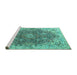 Sideview of Machine Washable Persian Turquoise Traditional Area Rugs, wshtr3696turq