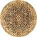 Round Persian Brown Traditional Rug, tr3696brn