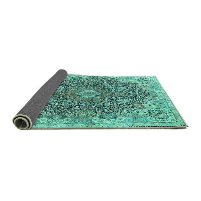 Sideview of Persian Turquoise Traditional Rug, tr3696turq