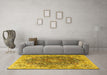 Machine Washable Persian Yellow Traditional Rug in a Living Room, wshtr3696yw