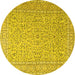 Round Persian Yellow Traditional Rug, tr3697yw