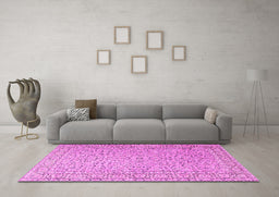 Machine Washable Persian Pink Traditional Rug in a Living Room, wshtr3697pnk