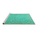 Sideview of Machine Washable Persian Turquoise Traditional Area Rugs, wshtr3697turq