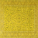 Square Machine Washable Persian Yellow Traditional Rug, wshtr3697yw