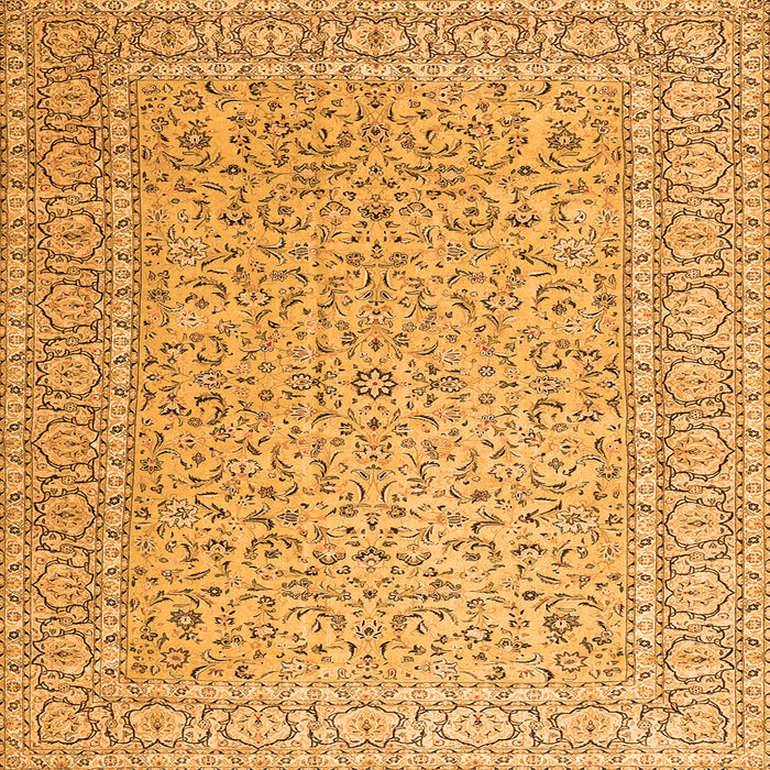 Round Machine Washable Persian Orange Traditional Area Rugs, wshtr3697org
