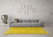 Machine Washable Persian Yellow Traditional Rug in a Living Room, wshtr3697yw