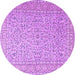 Round Machine Washable Persian Purple Traditional Area Rugs, wshtr3697pur