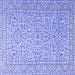 Square Machine Washable Persian Blue Traditional Rug, wshtr3697blu