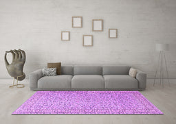 Machine Washable Persian Purple Traditional Area Rugs in a Living Room, wshtr3697pur