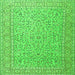 Round Machine Washable Persian Green Traditional Area Rugs, wshtr3697grn