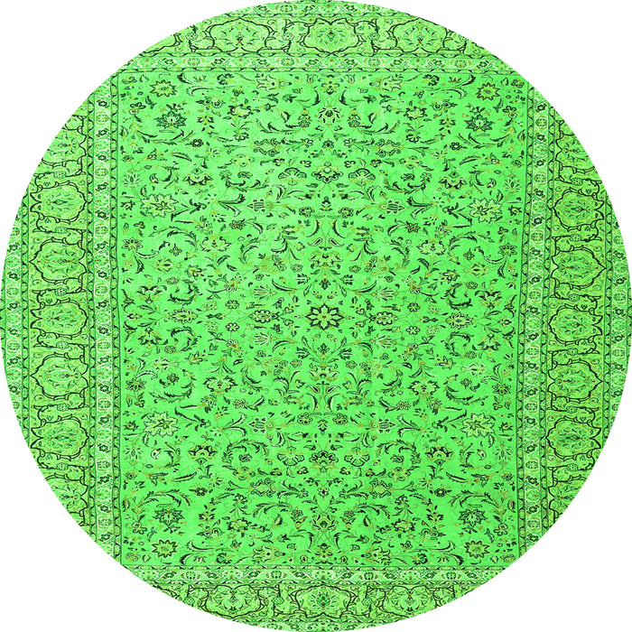 Square Persian Green Traditional Rug, tr3697grn