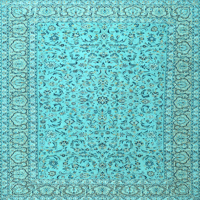Square Machine Washable Persian Light Blue Traditional Rug, wshtr3697lblu