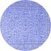 Round Machine Washable Persian Blue Traditional Rug, wshtr3697blu