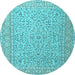 Round Persian Light Blue Traditional Rug, tr3697lblu