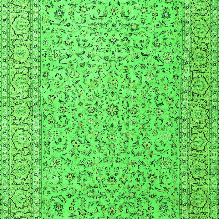 Serging Thickness of Machine Washable Persian Green Traditional Area Rugs, wshtr3697grn