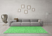 Machine Washable Persian Emerald Green Traditional Area Rugs in a Living Room,, wshtr3697emgrn