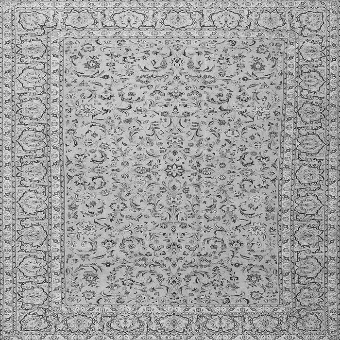 Round Machine Washable Persian Gray Traditional Rug, wshtr3697gry