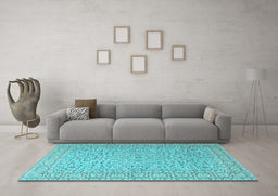 Machine Washable Persian Light Blue Traditional Rug in a Living Room, wshtr3697lblu
