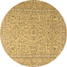 Round Persian Brown Traditional Rug, tr3697brn