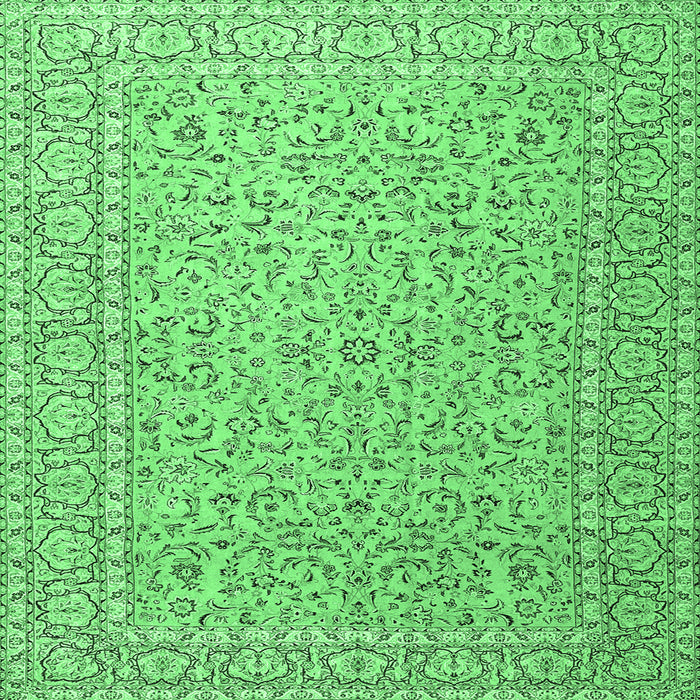Square Machine Washable Persian Emerald Green Traditional Area Rugs, wshtr3697emgrn