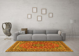 Machine Washable Persian Yellow Traditional Rug in a Living Room, wshtr3698yw
