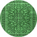 Round Persian Emerald Green Traditional Rug, tr3698emgrn