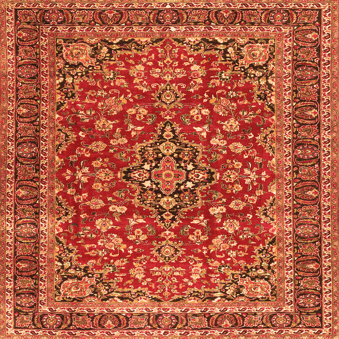 Round Machine Washable Persian Orange Traditional Area Rugs, wshtr3698org