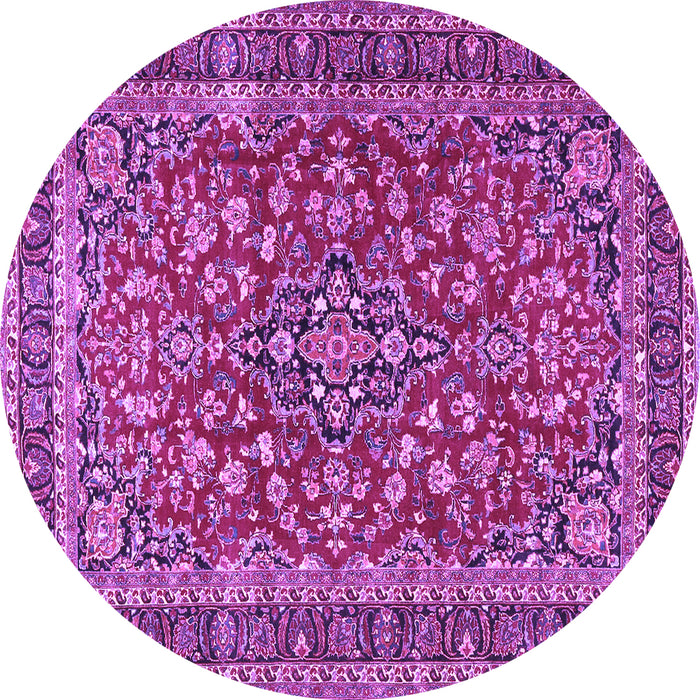 Round Machine Washable Persian Purple Traditional Area Rugs, wshtr3698pur